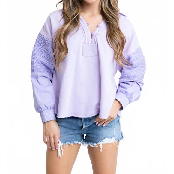 KARLIE Tops - NEW KARLIE solid v-neck knit novelty sweatshirt in lavender